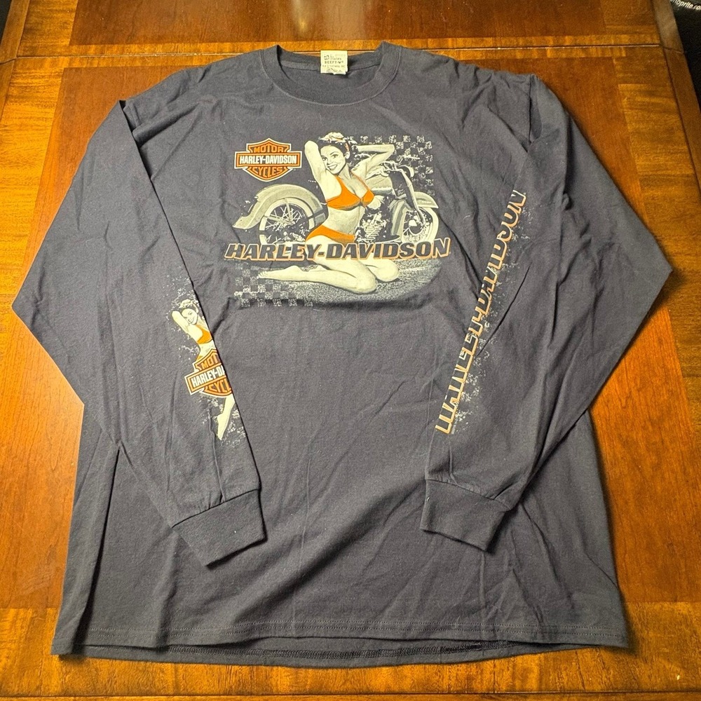 Harley-Davidson Chimney Rock North Carolina Pin Up Long Sleeve Tee 2XL 25x32